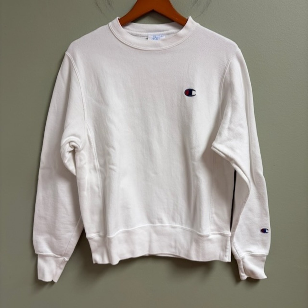 Champion Reverse Weave Men's Crewneck Sweatshirt White Heavyweight GF70 Small